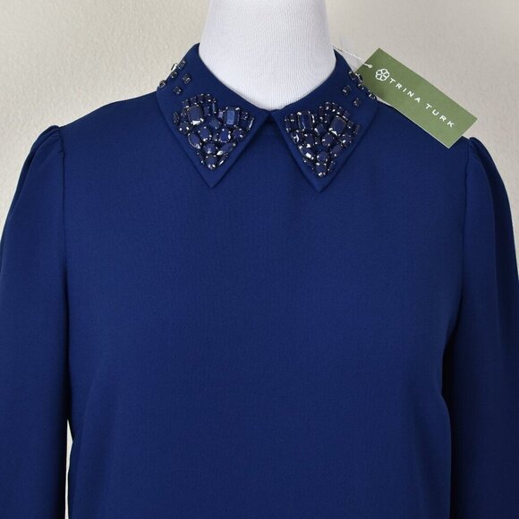 Trina Turk Gaudin Dress Navy NEW - 10 - Picture 2 of 11